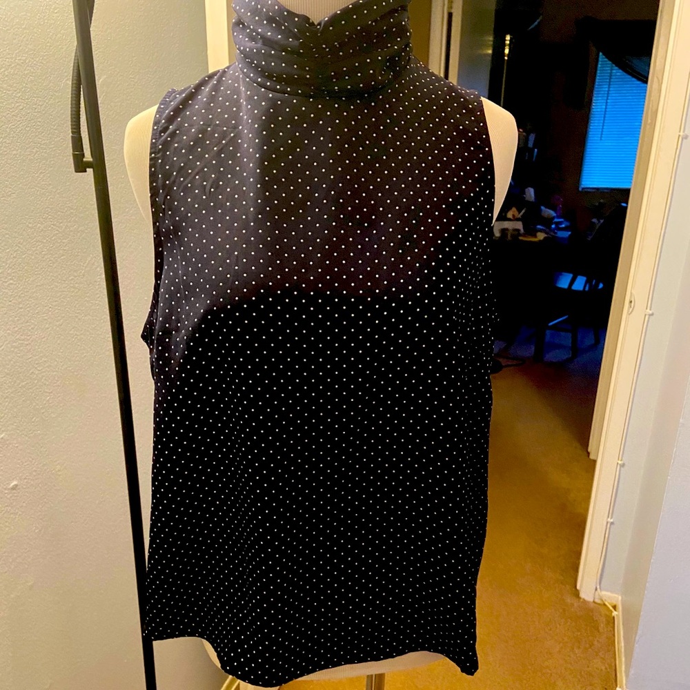 Cowl neck polka dot dress shirt